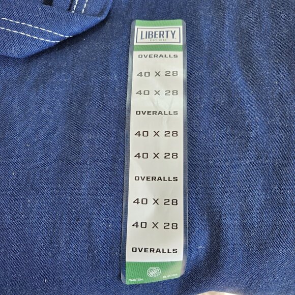 Liberty Zip Fly Bib Overalls Mens 40x28 Blue Denim Carpenter‎ Workwear Farm NWT - Picture 5 of 10